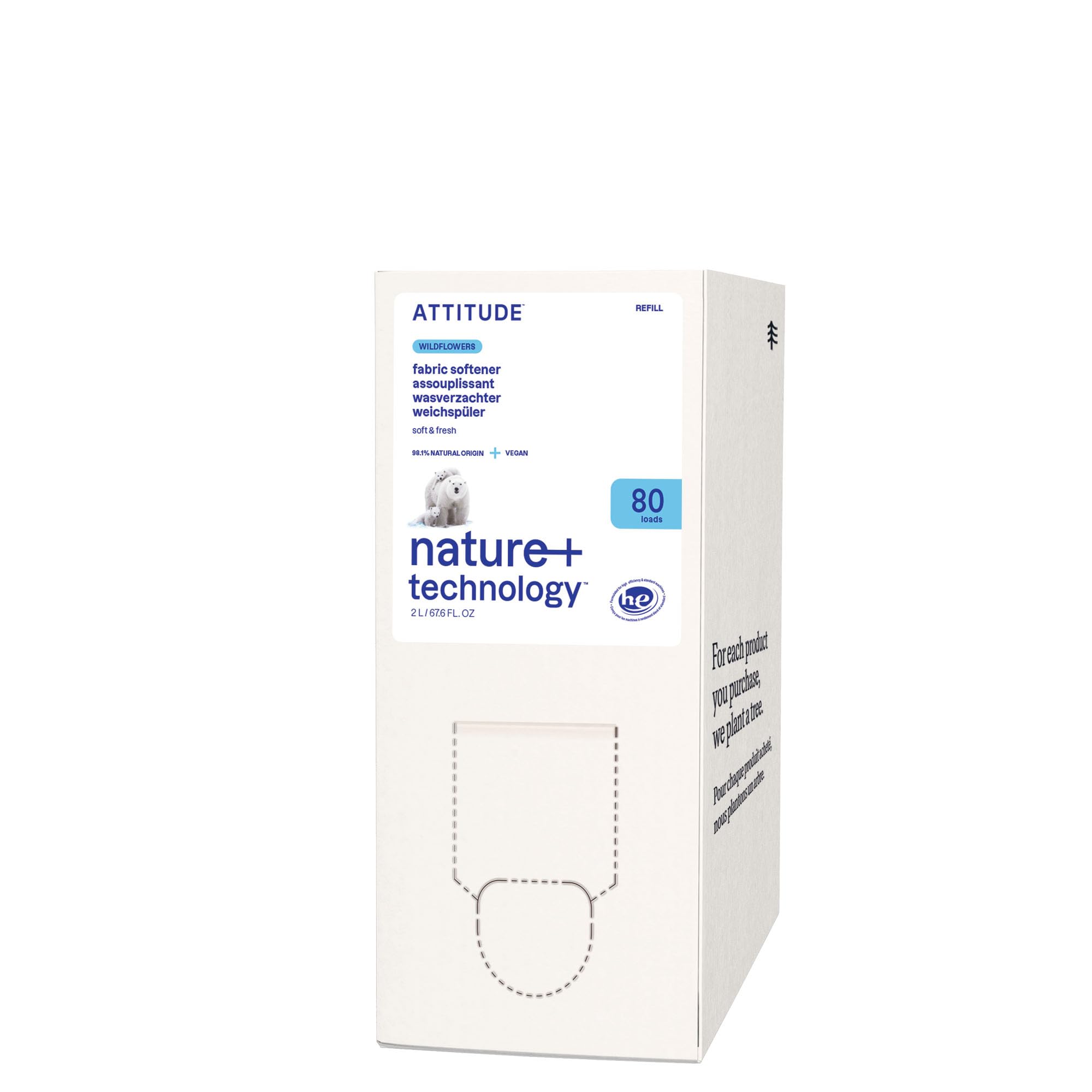 ATTITUDE front packaging showing eco-refill and wildflowers scent benefits