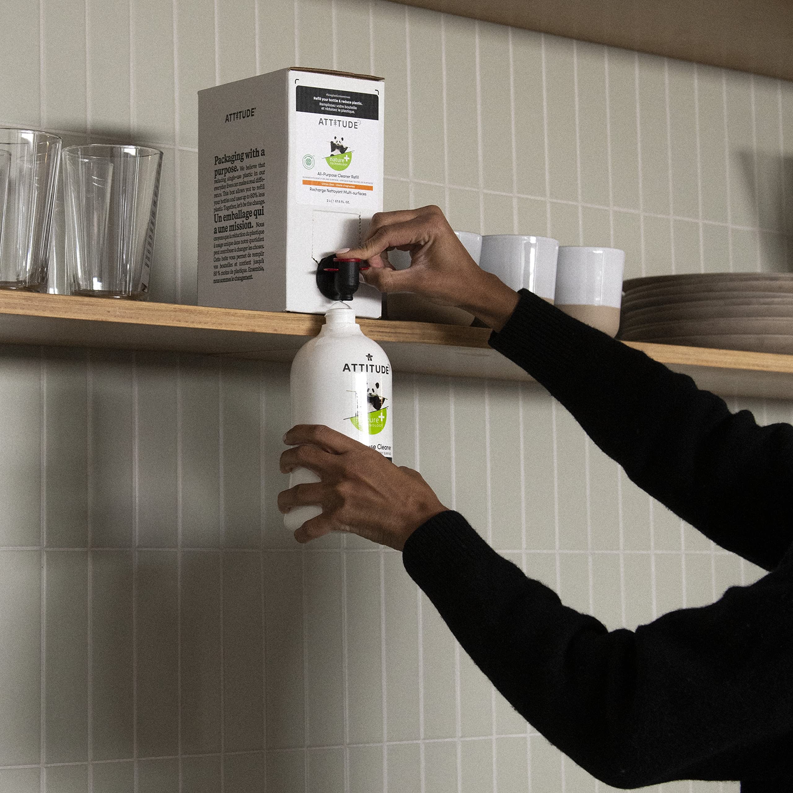 ATTITUDE refill pouch close-up emphasizing recyclable, concentrated design