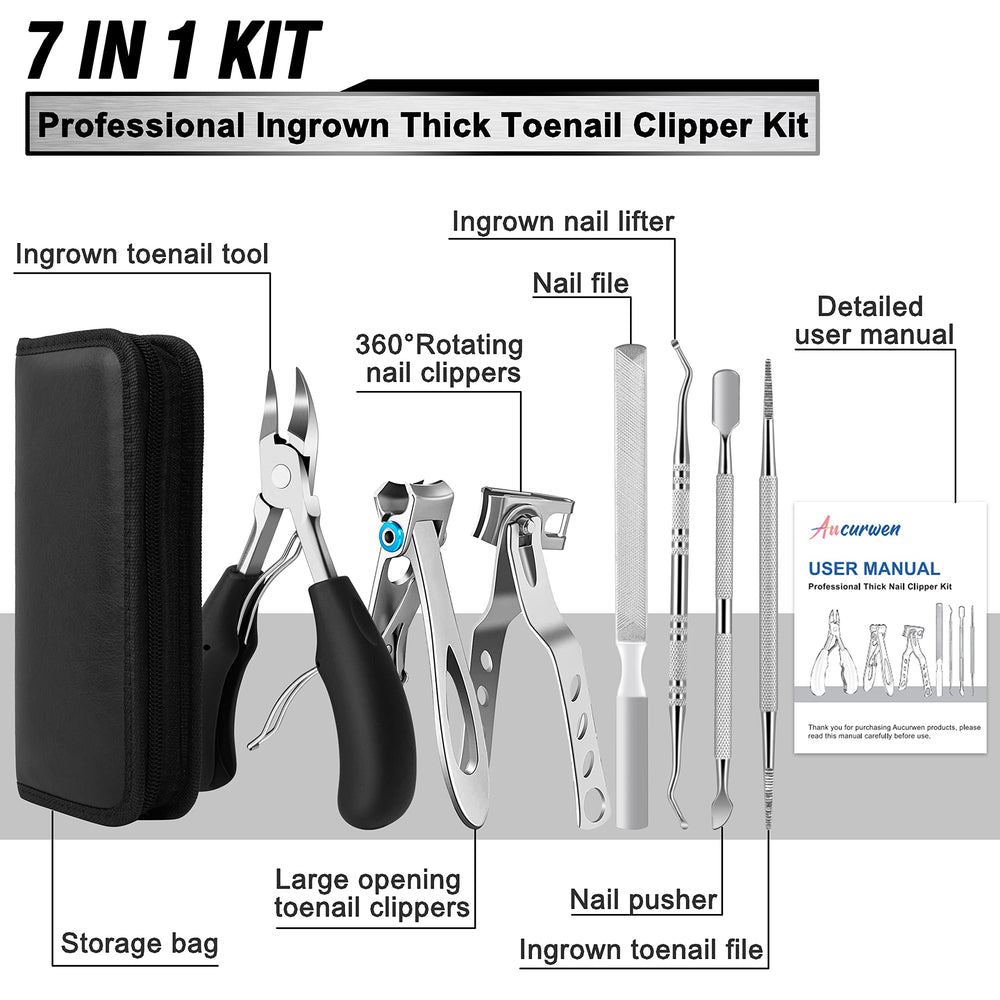 Aucurwen large opening toenail clipper showing wide mouth for thick nails