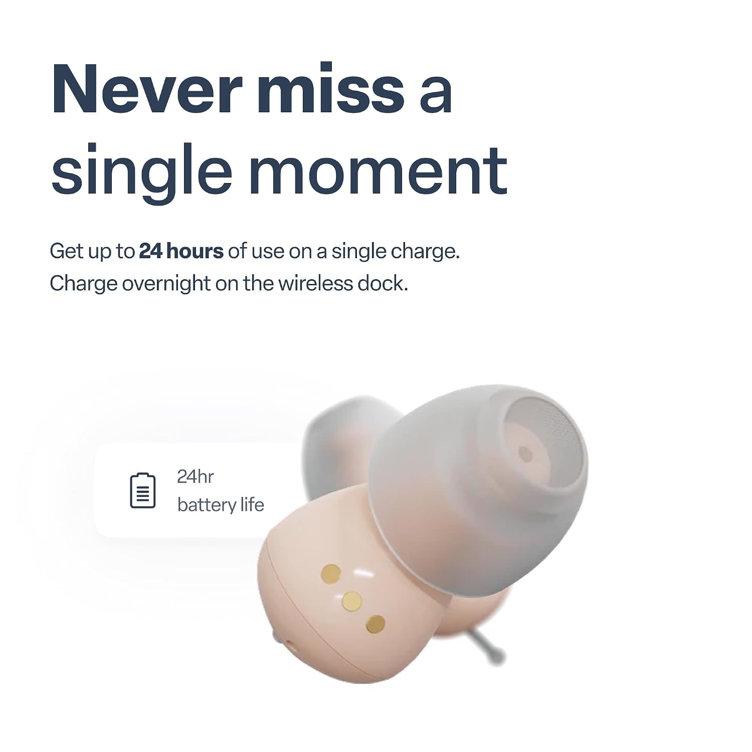 Audien Atom One ear domes in three sizes showing customizable comfortable fit