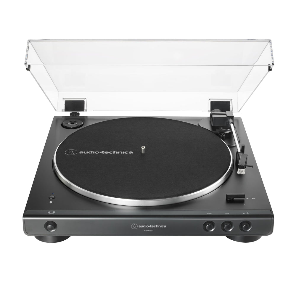 Audio-Technica close-up of die-cast aluminum platter reducing vibration for cleaner sound