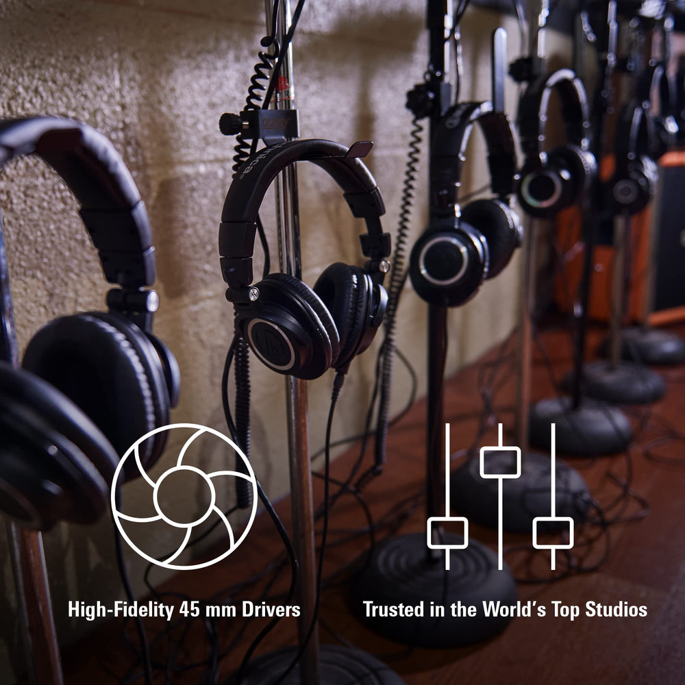 Audio-Technica ATH-M50X detachable cable connected showing flexible replacement option