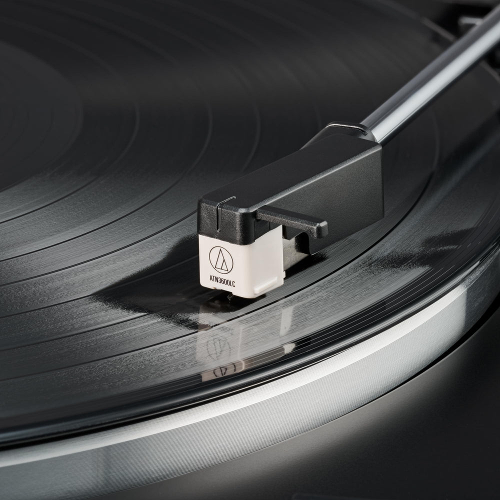 Audio-Technica close-up of the 0.6 mil conical tip highlighting precise groove contact