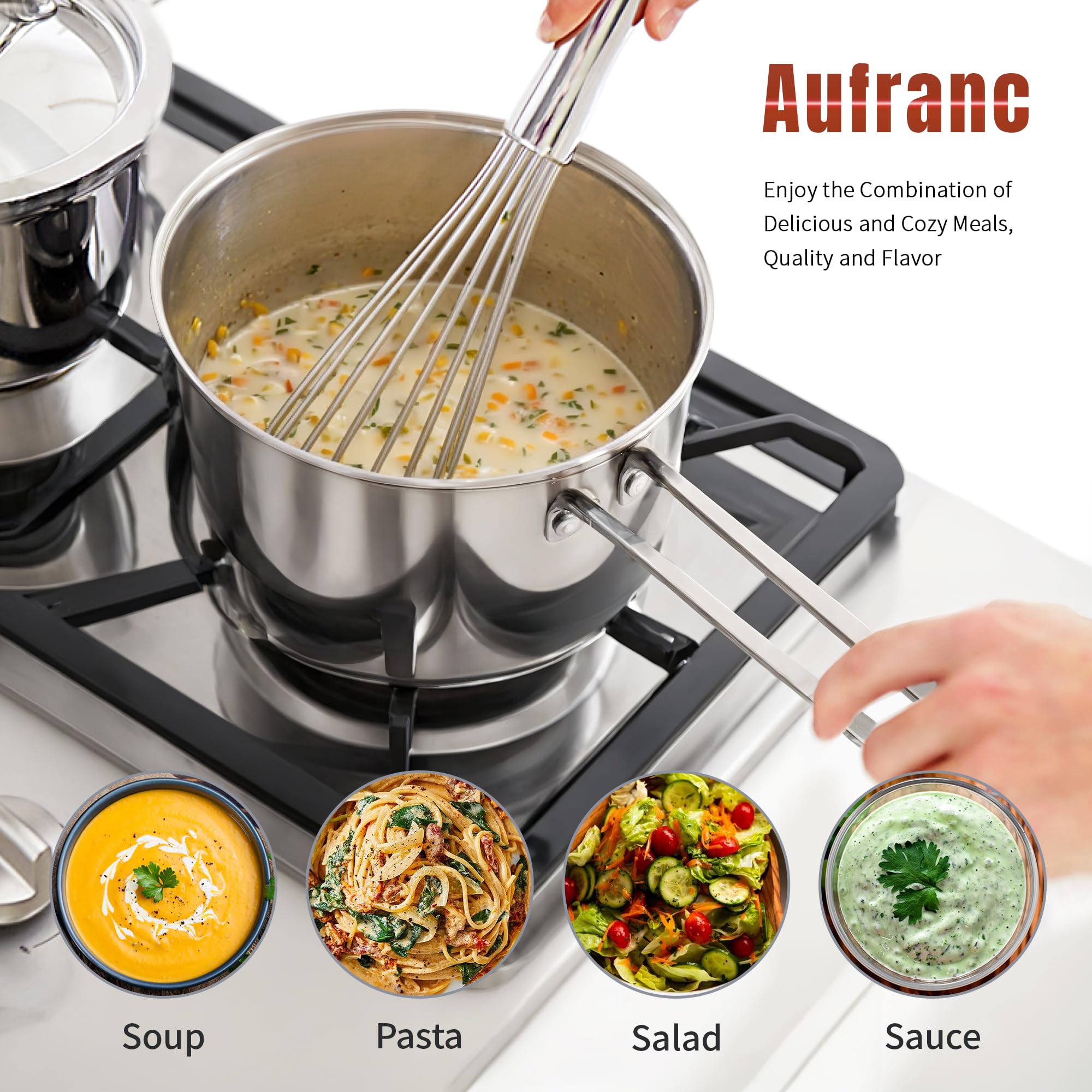 Aufranc cookware displayed in a kitchen setting showing stylish design and practical use