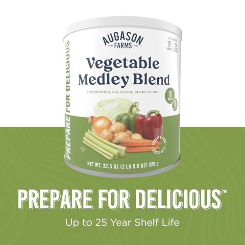 Augason Farms can on pantry shelf illustrating long shelf life storage