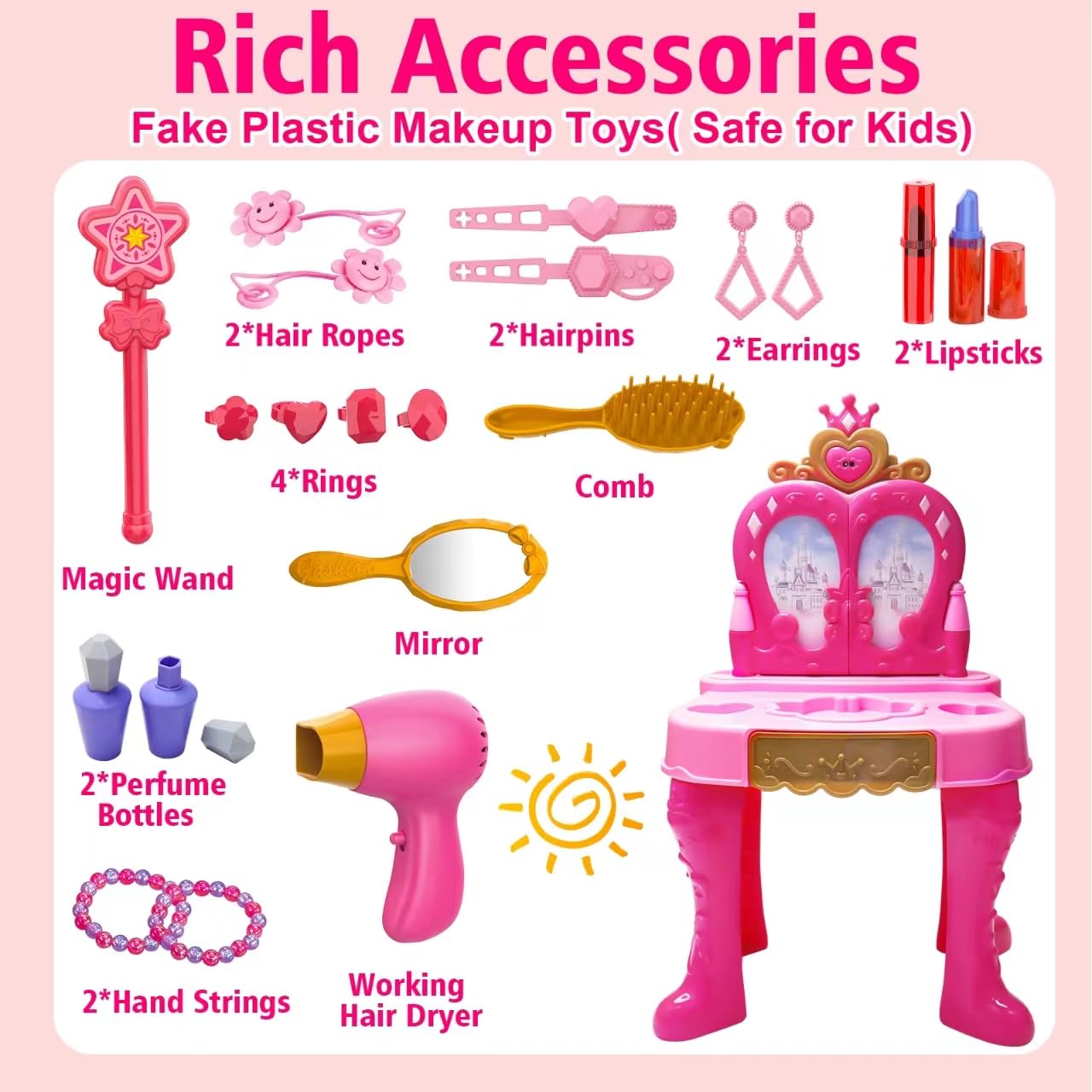 AugToy mirror closeup with princess image and lights for engaging imagination