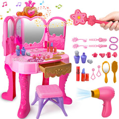 AugToy vanity front view with lit heart mirror showing interactive play benefit