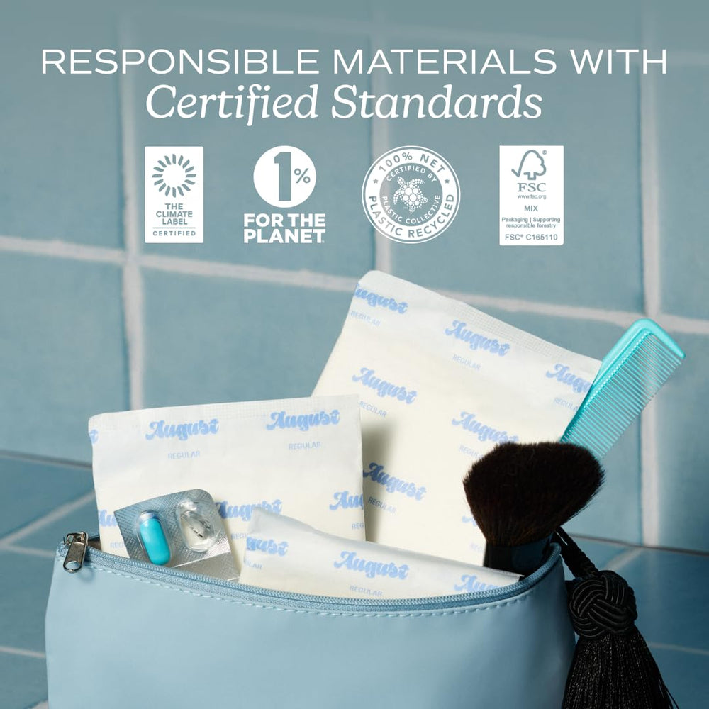 August safety and ingredient label showing chemical-free materials for trust