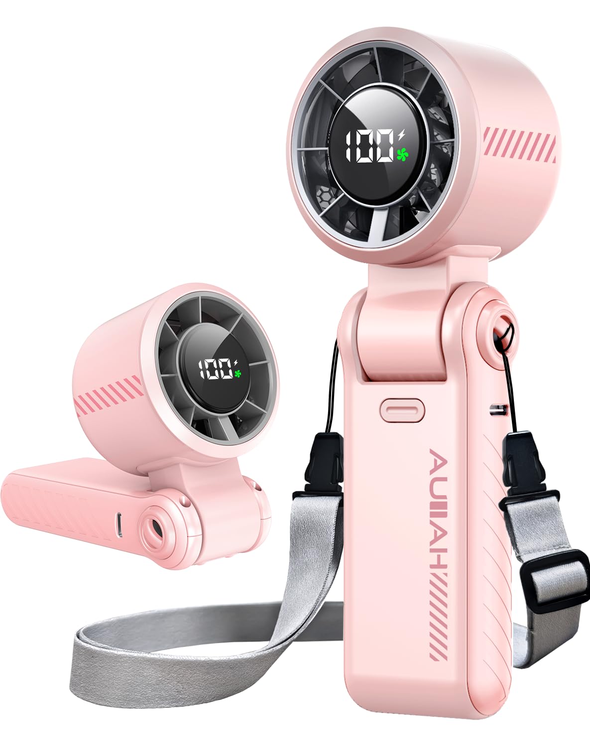 AUIIAH front view pink fan highlighting fast cooling benefit