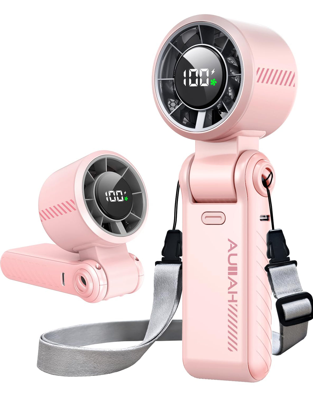 AUIIAH front view pink fan highlighting fast cooling benefit
