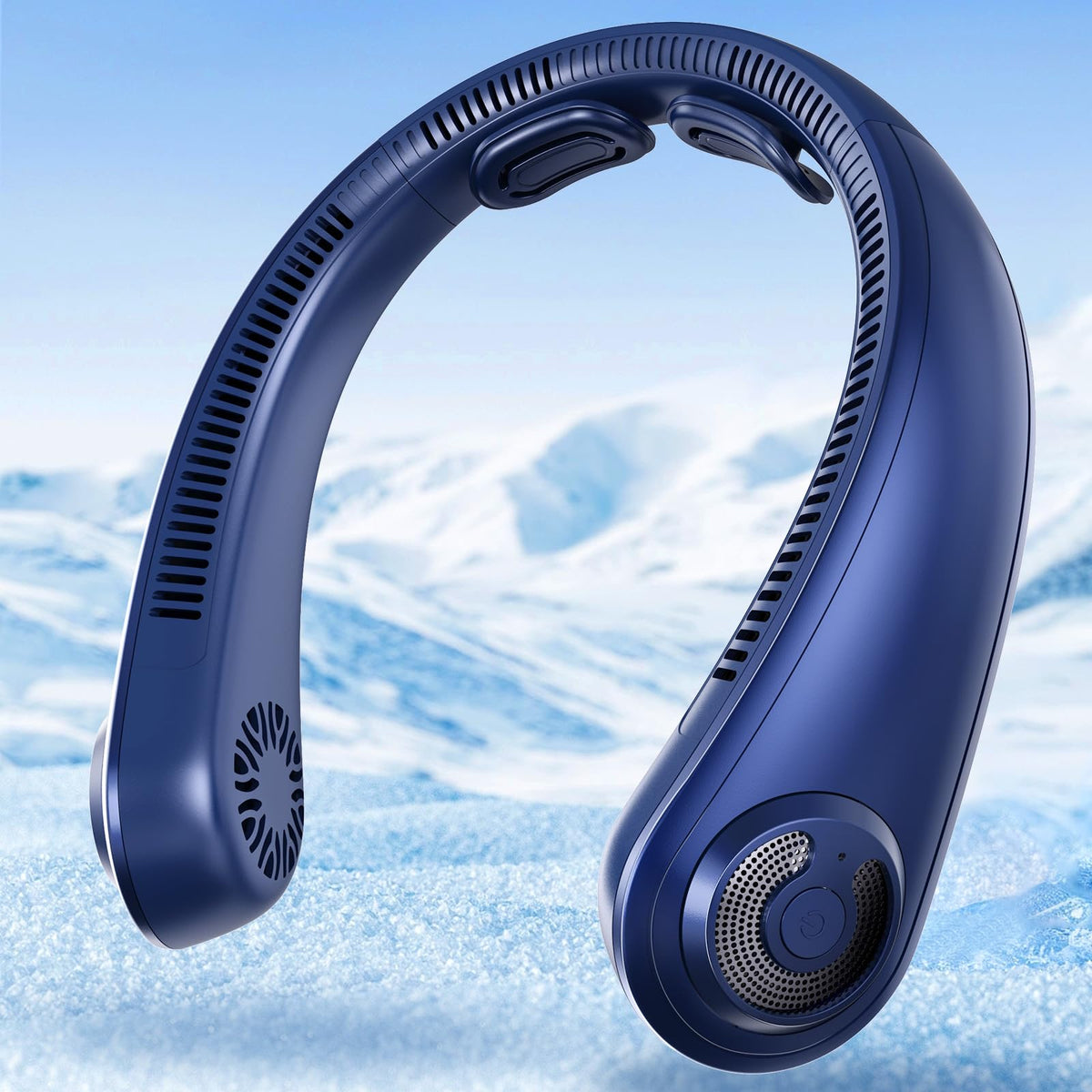 AUIIAH front view showing compact neck fan and comfortable fit benefits cooling