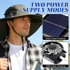 AUJ hat worn on cyclist providing hands-free cooling and sun protection