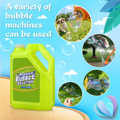 Aujazyble pouring into a bubble machine for continuous bubbly entertainment
