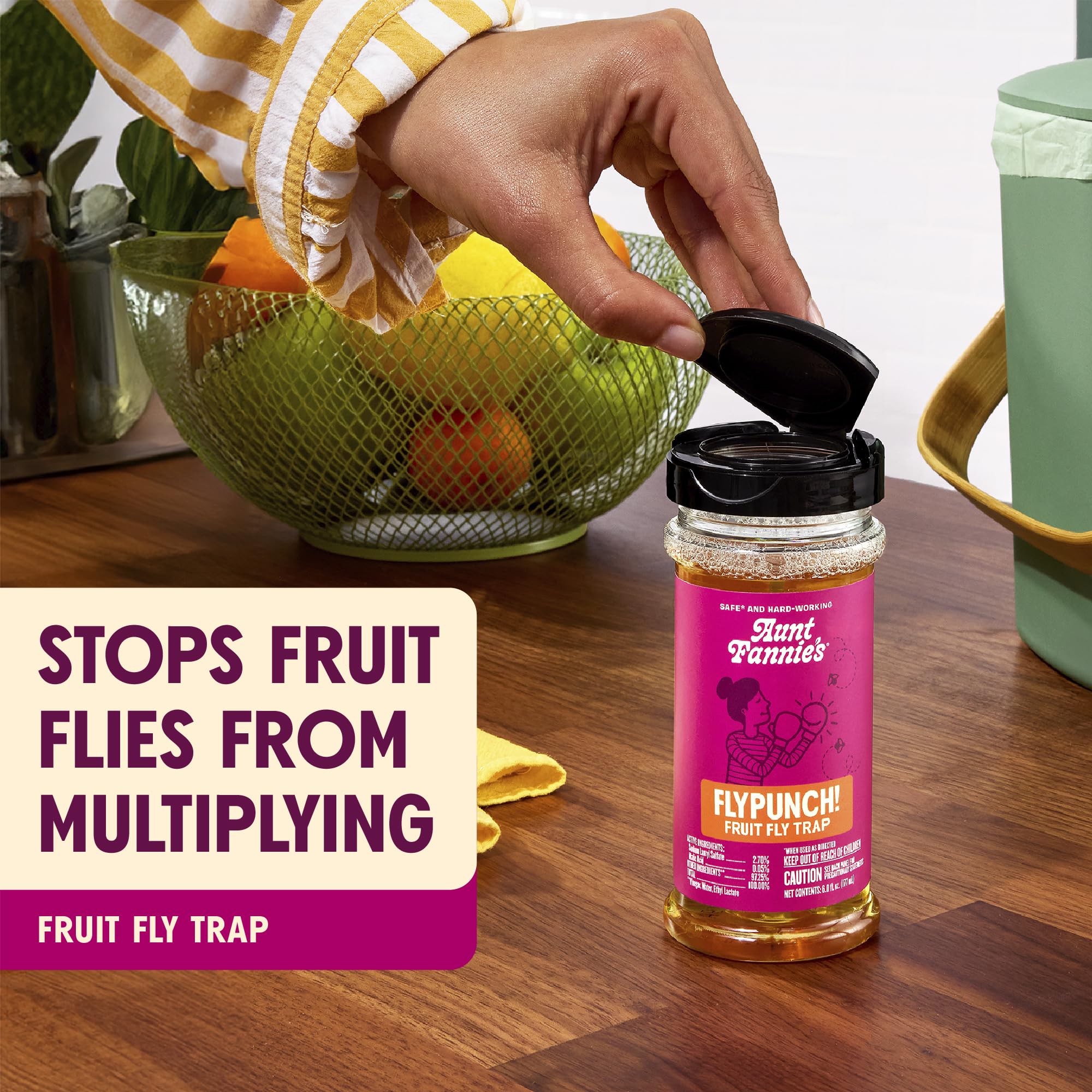 Aunt Fannie's flip-top detail for easy no-mess setup and use