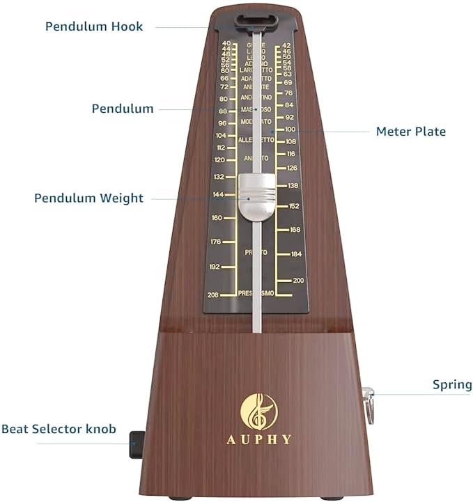 AUPHY M350 placed on a grand piano showing compatibility and hands-free tempo guidance