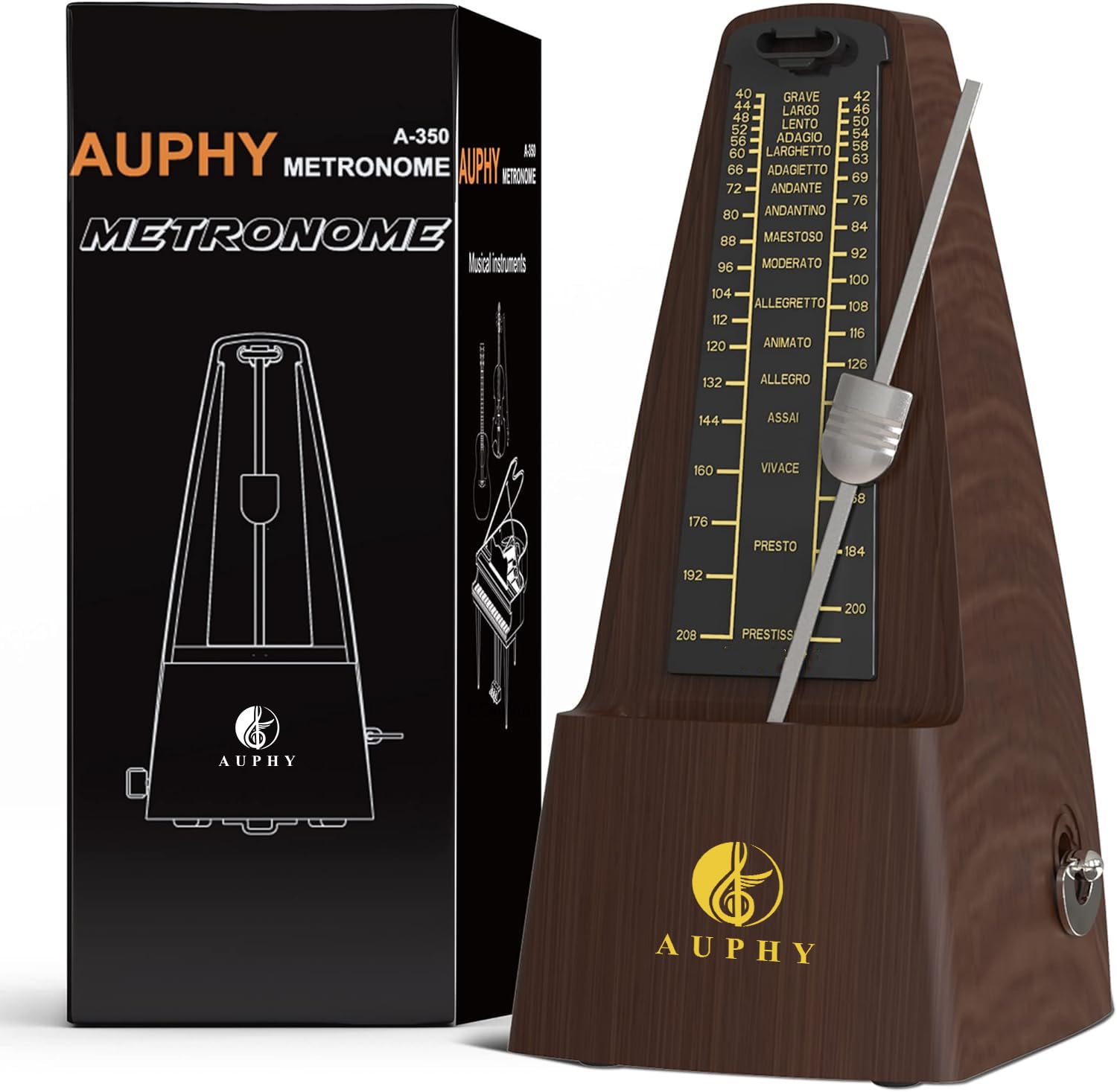 AUPHY M350 next to a hand for scale demonstrating compact size and portability