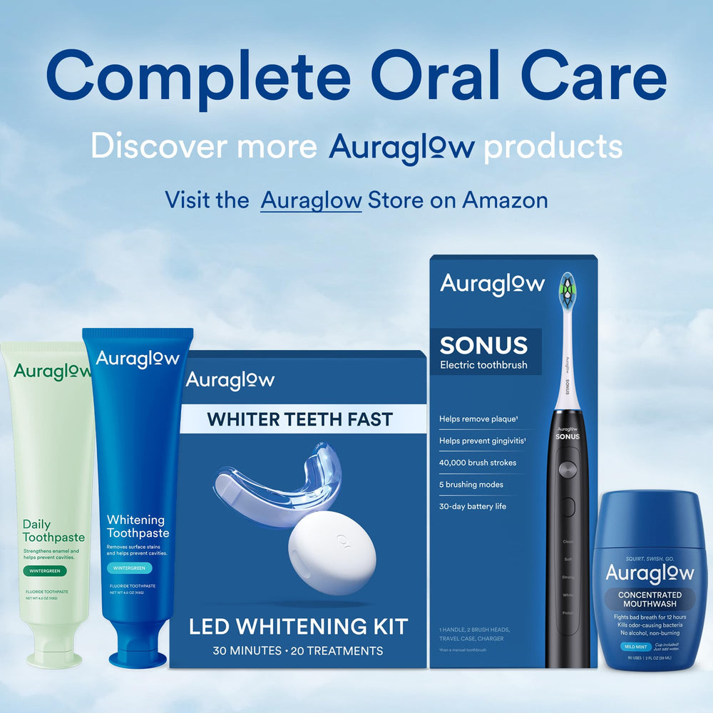 AURAGLOW lifestyle bathroom counter setup showing easy daily use