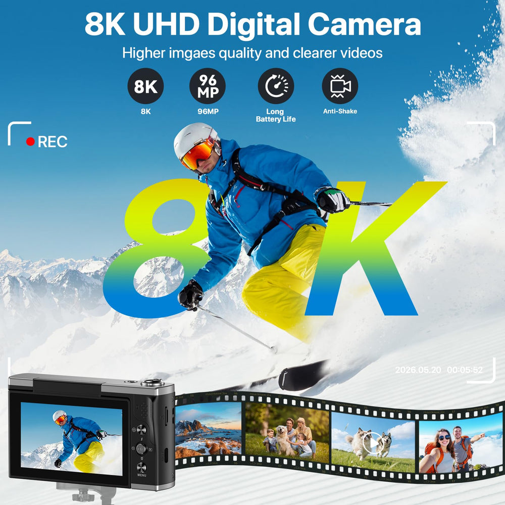 AUREAPIX back with 3.5" 180° flip screen, helpful for framing selfies and vlogs