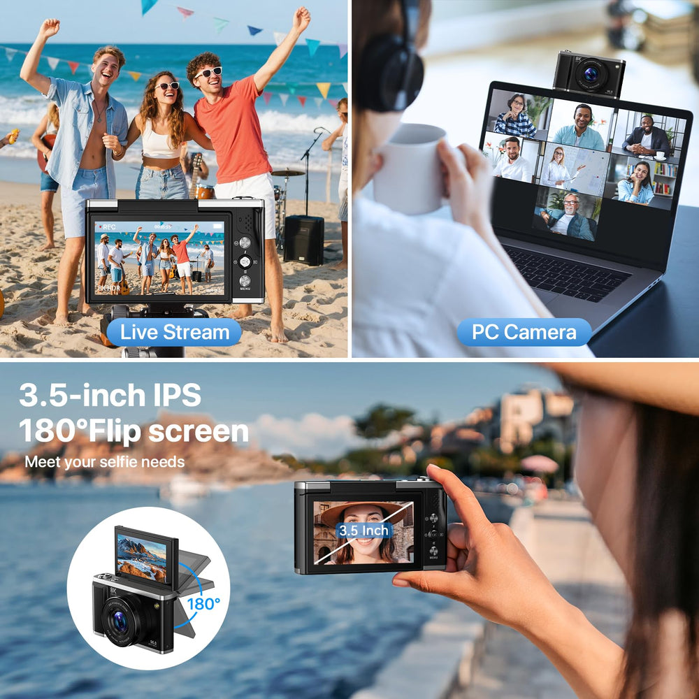 AUREAPIX in a vlogging setup, showing flip screen and microphone for streaming