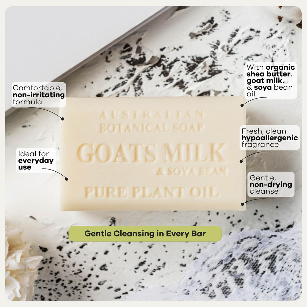 Australian Botanical Soap styled in bathroom setting suggesting daily routine luxury benefit