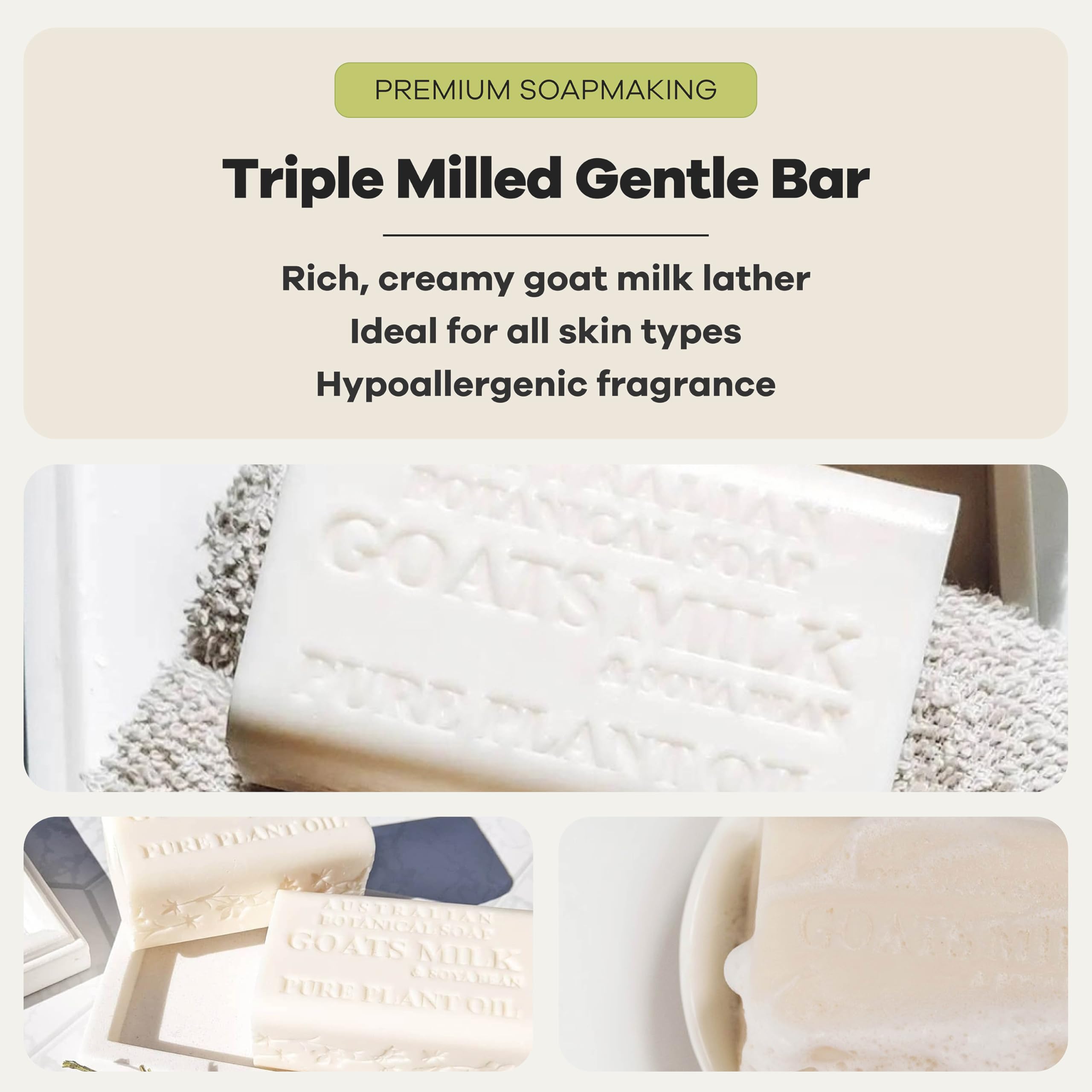 Australian Botanical Soap goat milk visual pouring to emphasize natural nourishing property