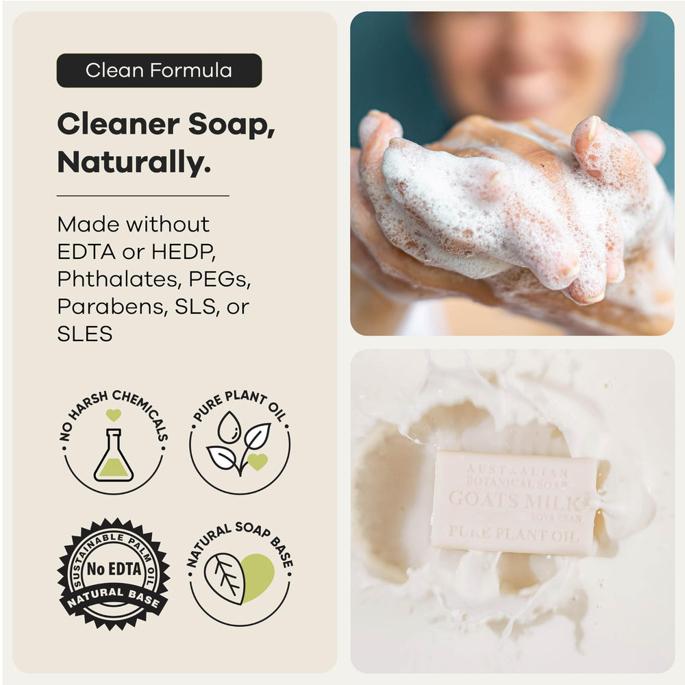 Australian Botanical Soap rich creamy lather in hand demonstrating gentle cleansing benefit