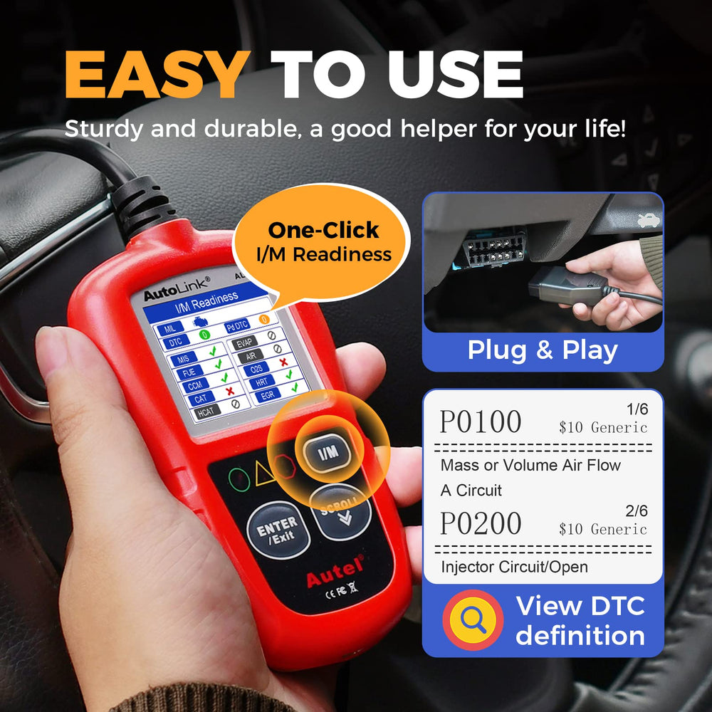 Autel AL319 cable detail with strain relief for durable in-car use