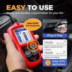 Autel AL319 cable detail with strain relief for durable in-car use