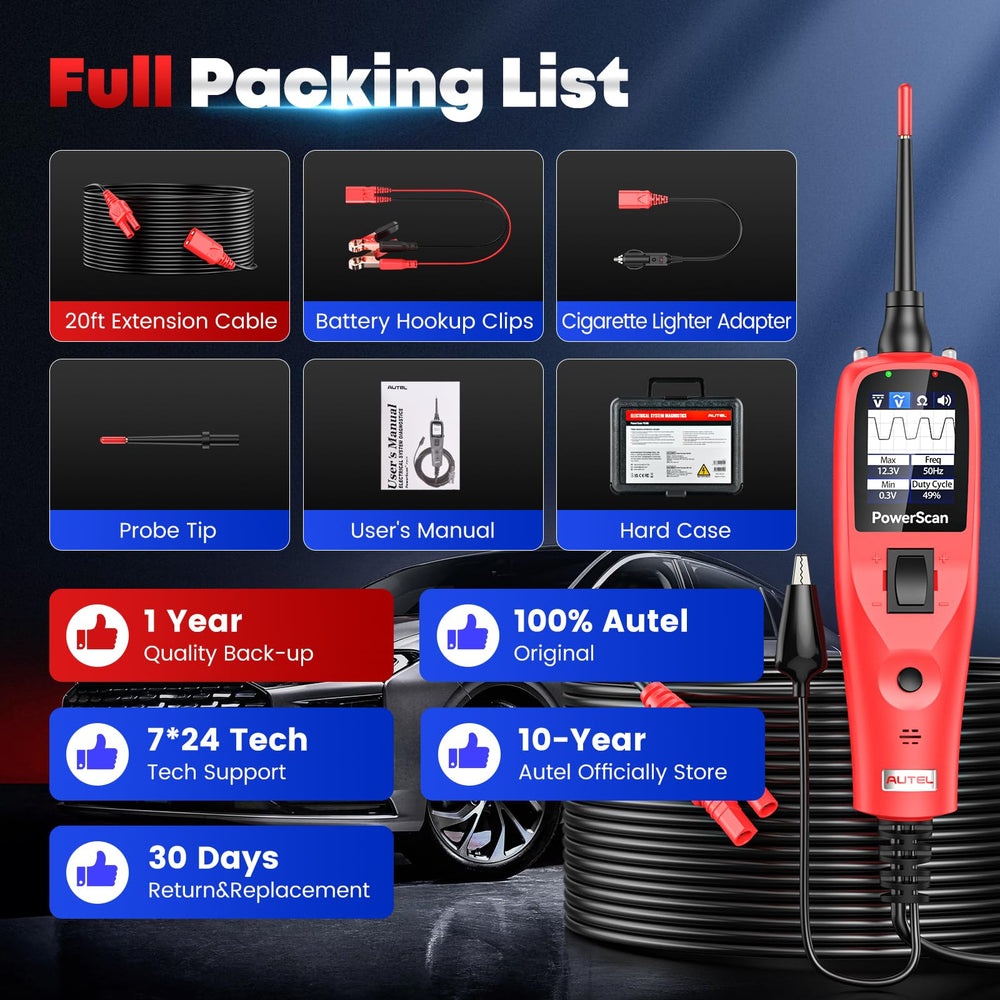 Autel PowerScan kit packaging with accessories illustrating ready-to-use convenience