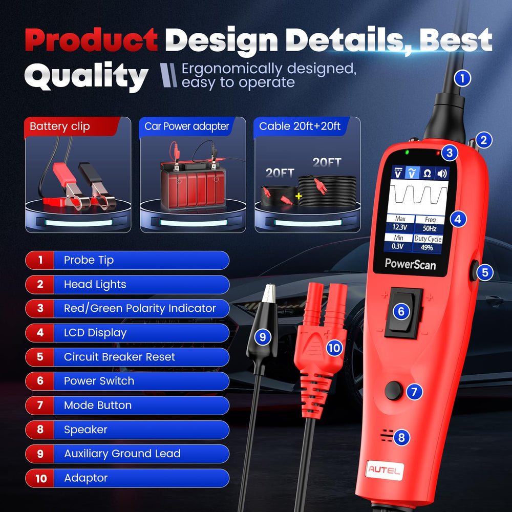 Autel PowerScan held in hand for scale showing compact ergonomic design benefit