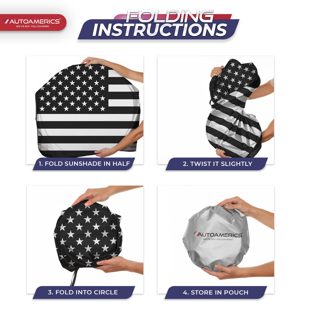 AUTOAMERICS sun shade beside ruler to show 64 x 33.5 inch size for large vehicles