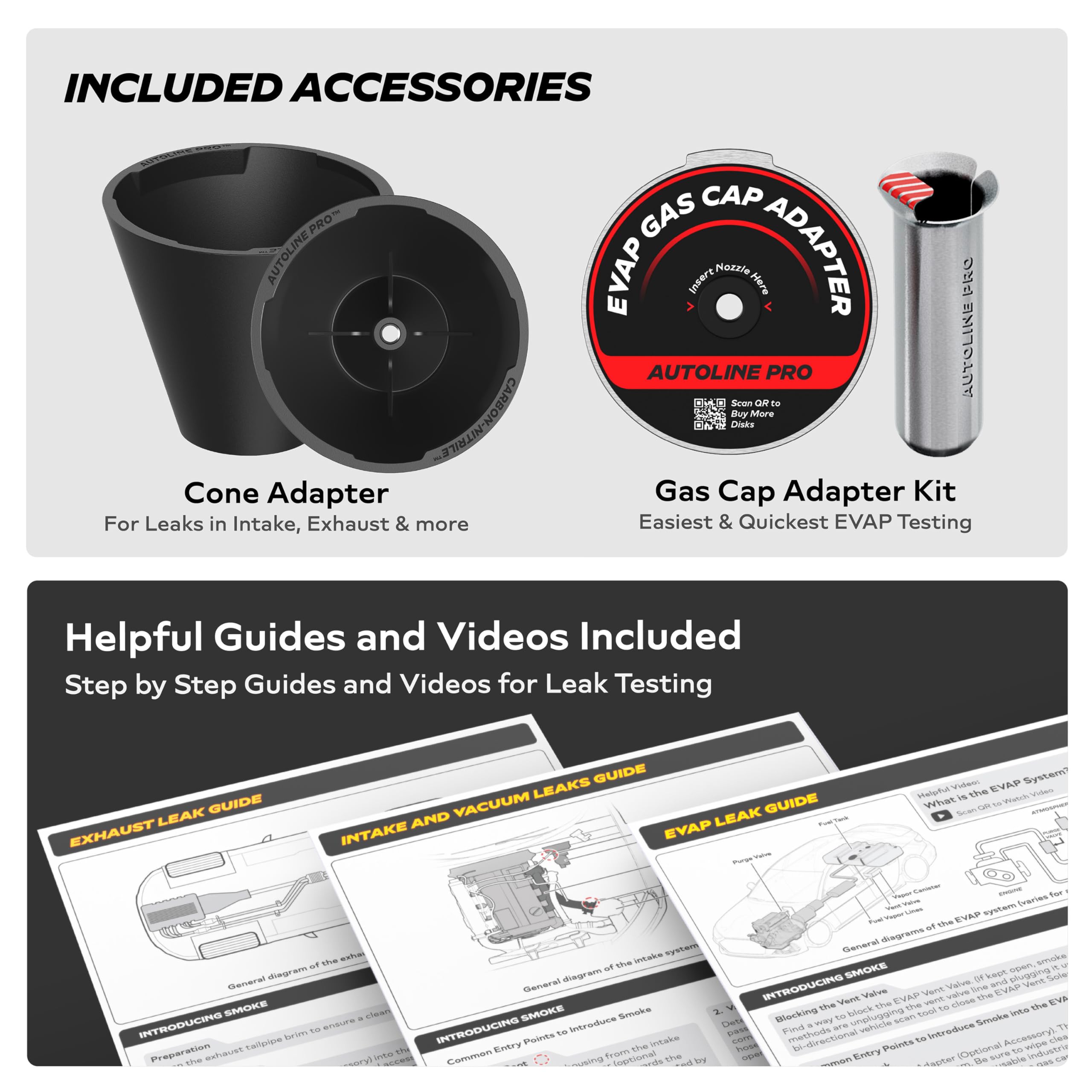 AutoLine Pro kit accessories laid out providing everything needed for tests