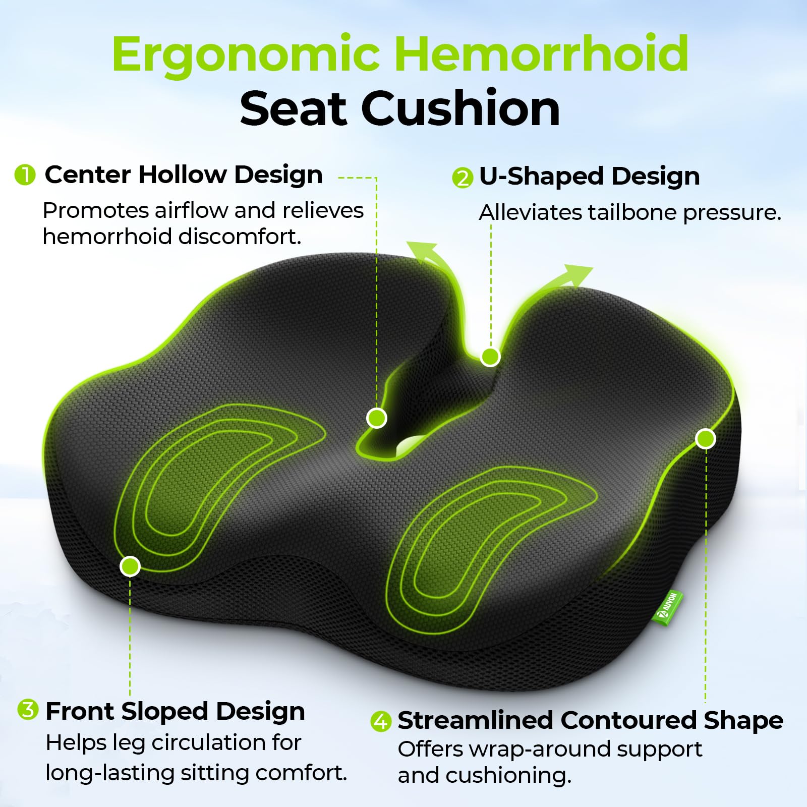 AUVON honeycomb mesh fabric detail for breathability benefit