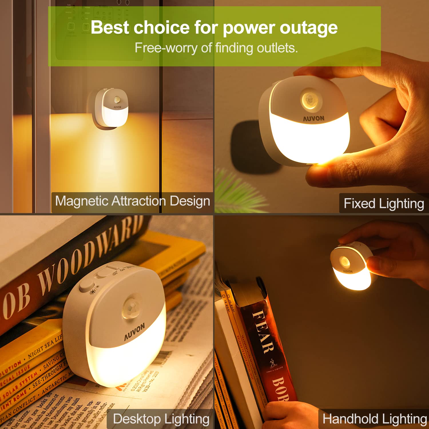 AUVON night light illuminating stairway for clear steps and reduced trip hazards
