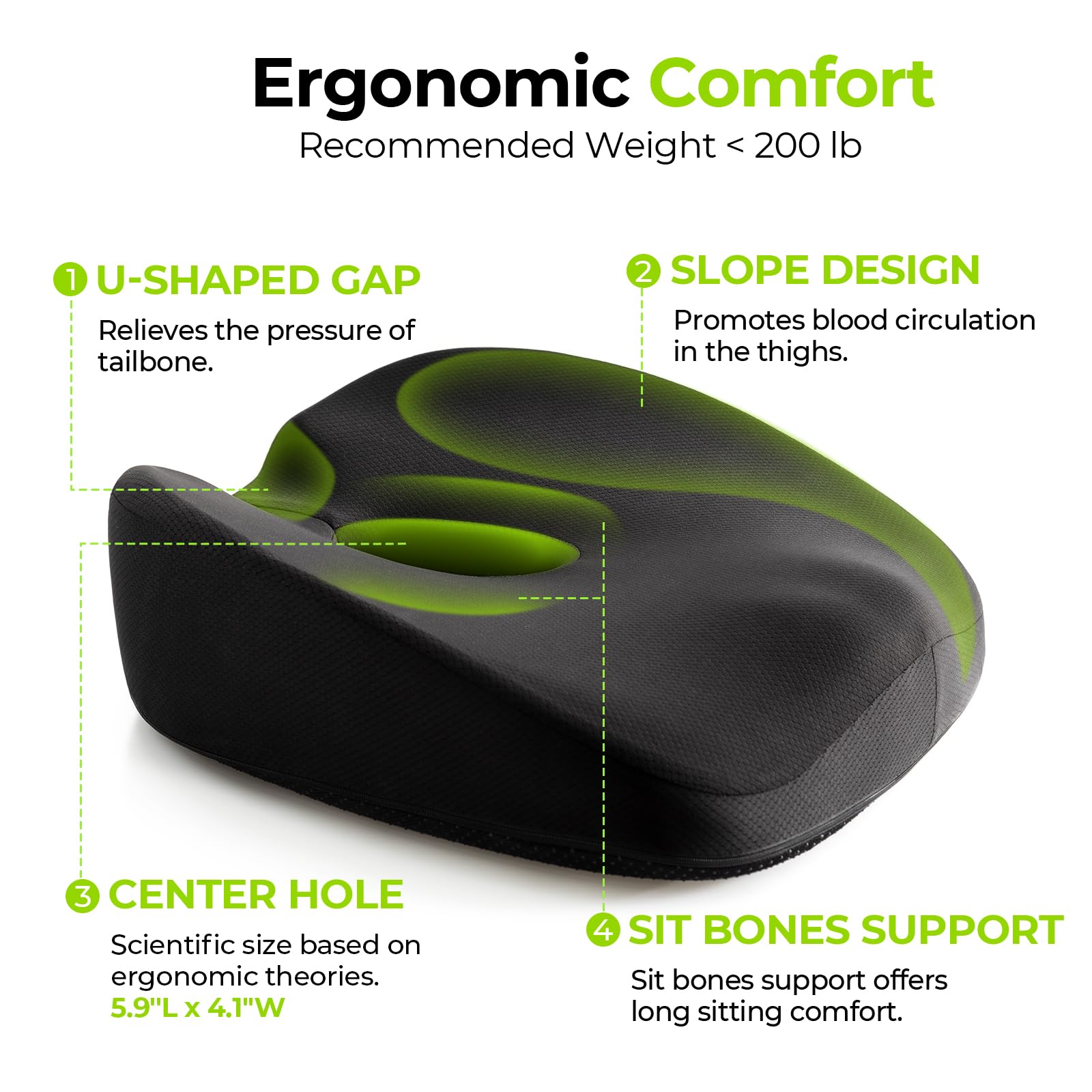 AUVON anti-slip underside stabilizes the cushion and prevents shifting during use