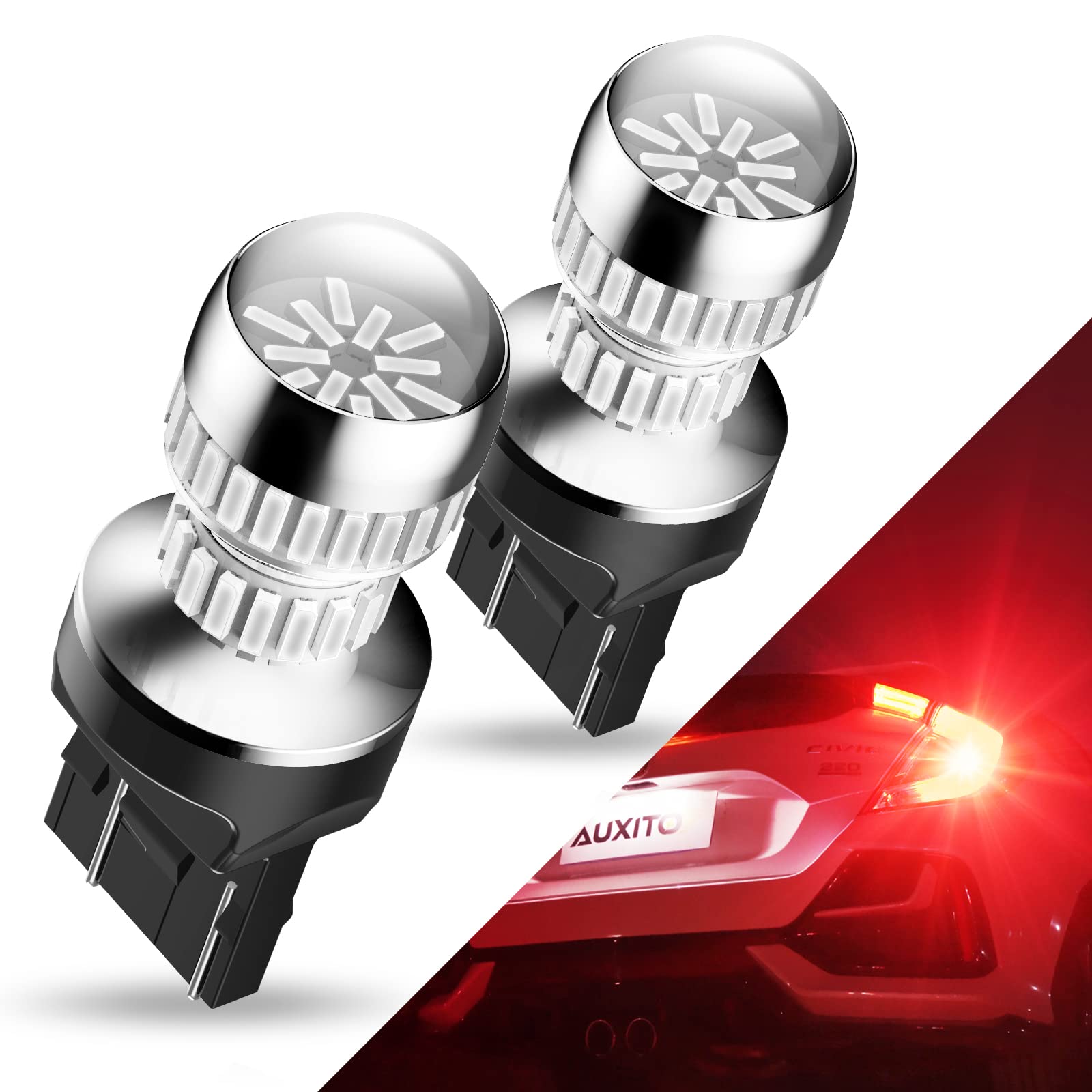 AUXITO red 7443 bulb front packaging showing high brightness benefit