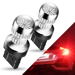 AUXITO red 7443 bulb front packaging showing high brightness benefit