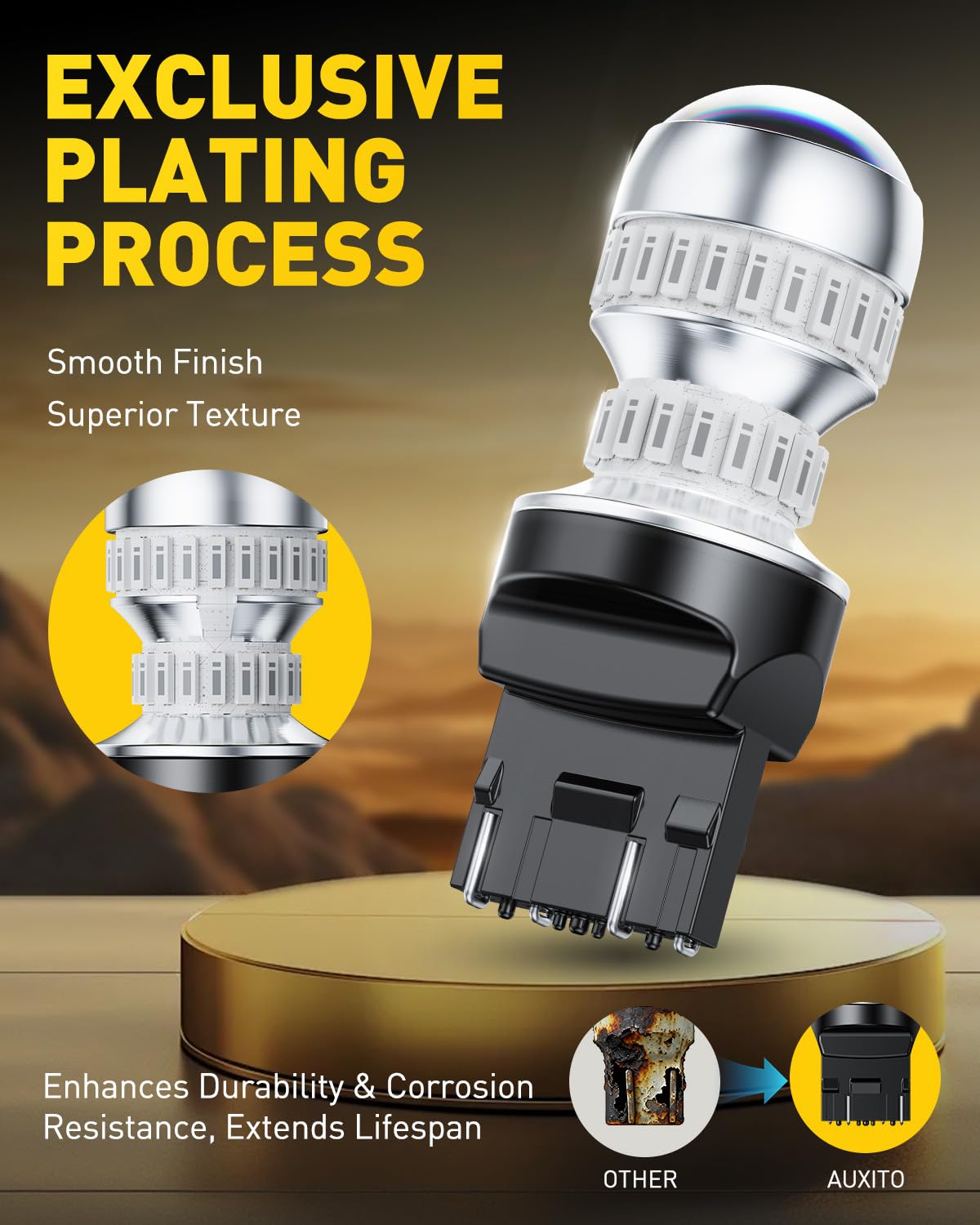 AUXITO bulb next to halogen for size and fitment comparison benefit