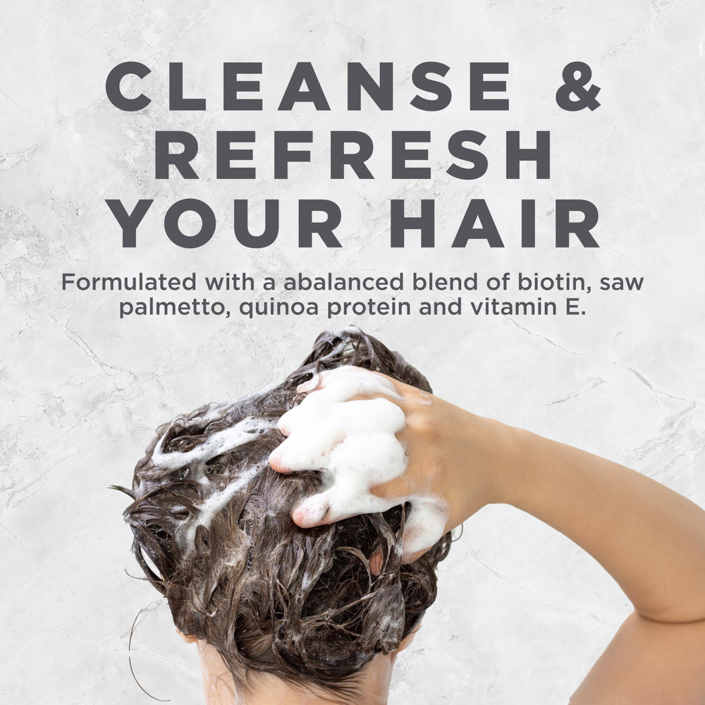 Biotin and saw palmetto botanicals displayed to highlight Avalon Organics scalp-nourishing benefits