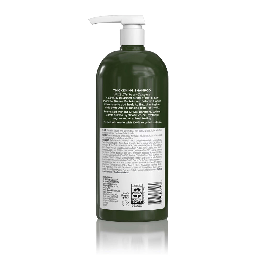 Avalon Organics back label close-up showing ingredients and organic certification benefits