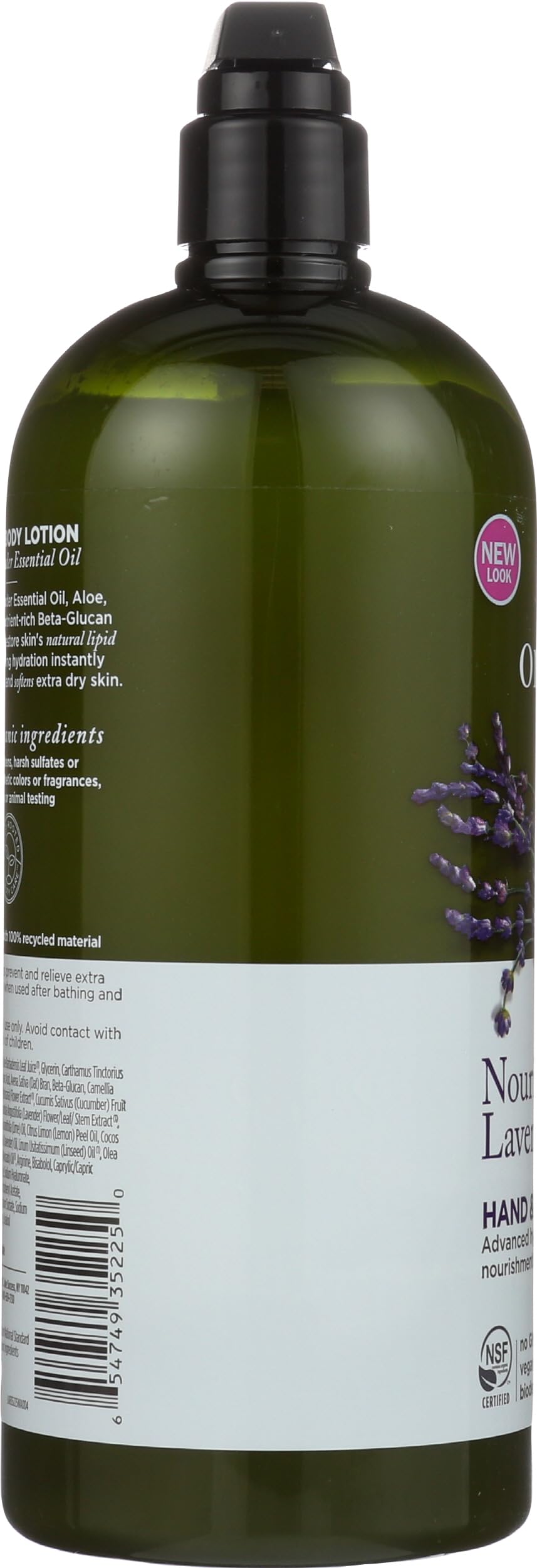 Avalon Organics bottle next to fresh lavender illustrating calming scent