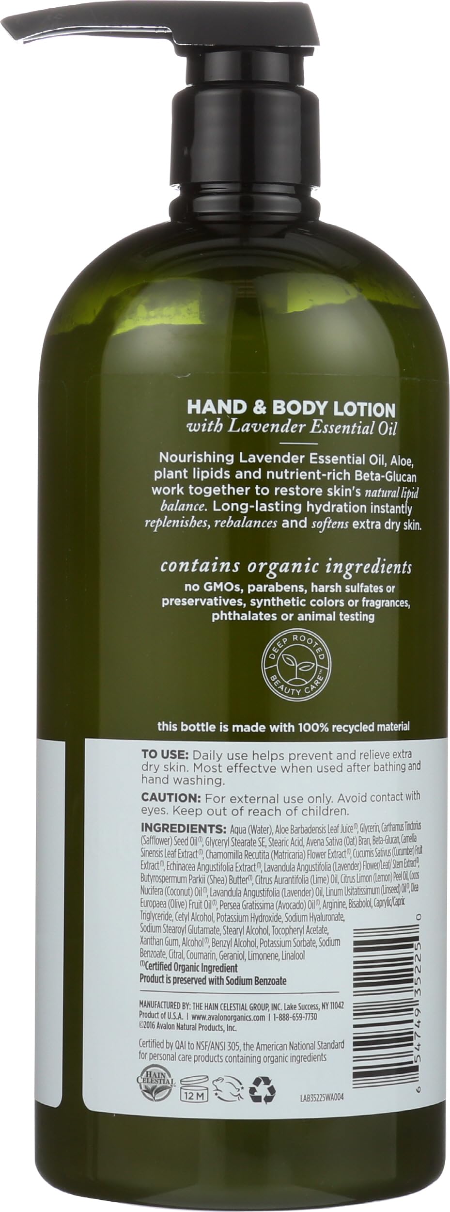 Avalon Organics pump dispensing lotion for easy daily application