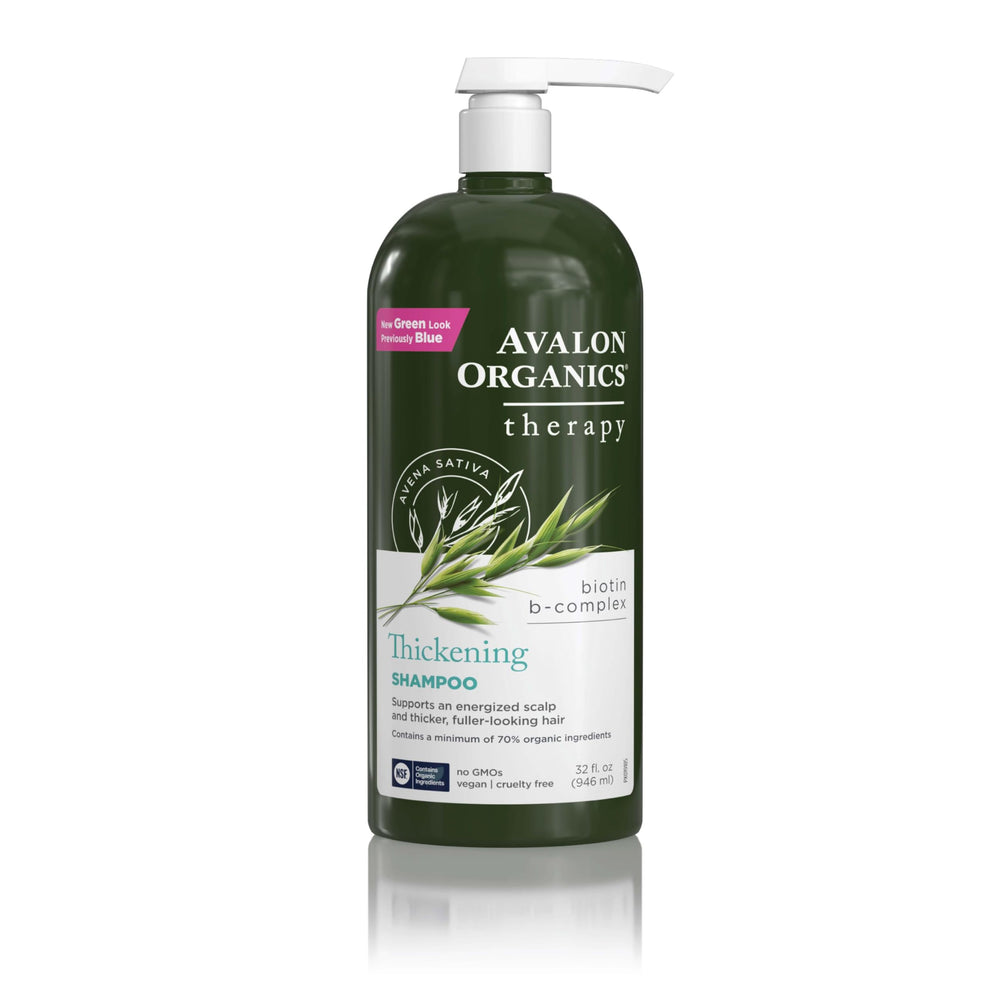 Avalon Organics bottle front view showing label and 32 oz size for fuller-looking hair