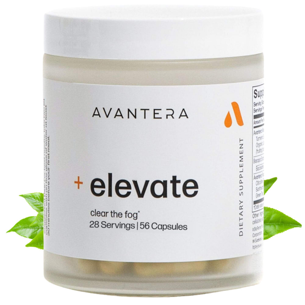 Avantera Elevate front packaging showing jar and label for reliable focus