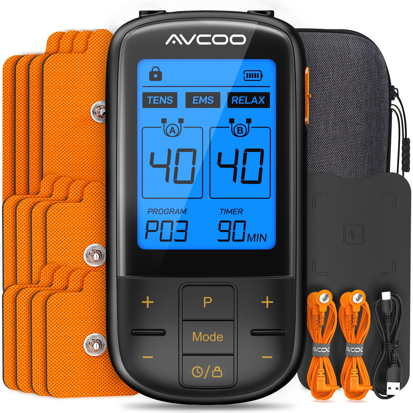 AVCOO front panel showing display and controls for customizable therapy