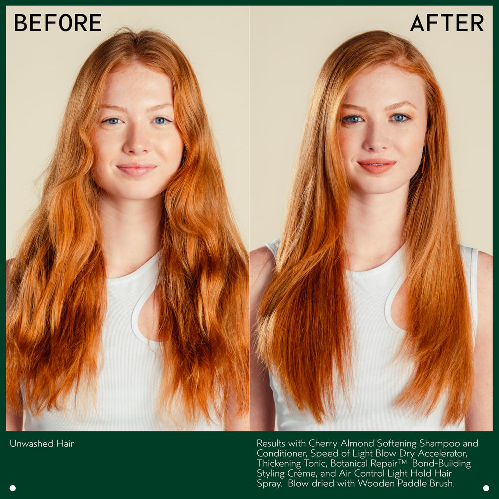 Person using Aveda shampoo in shower, demonstrates softening effect in use