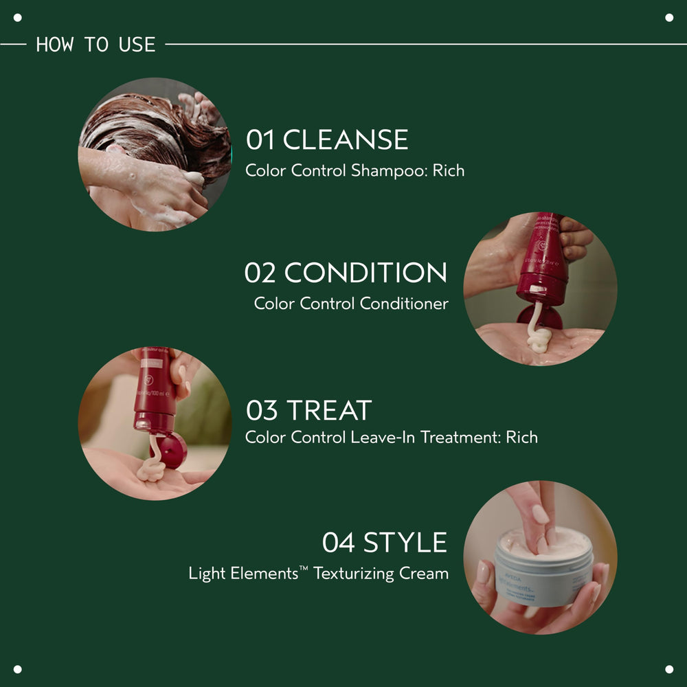 Person applying Aveda conditioner in shower demonstrating gentle detangling benefit