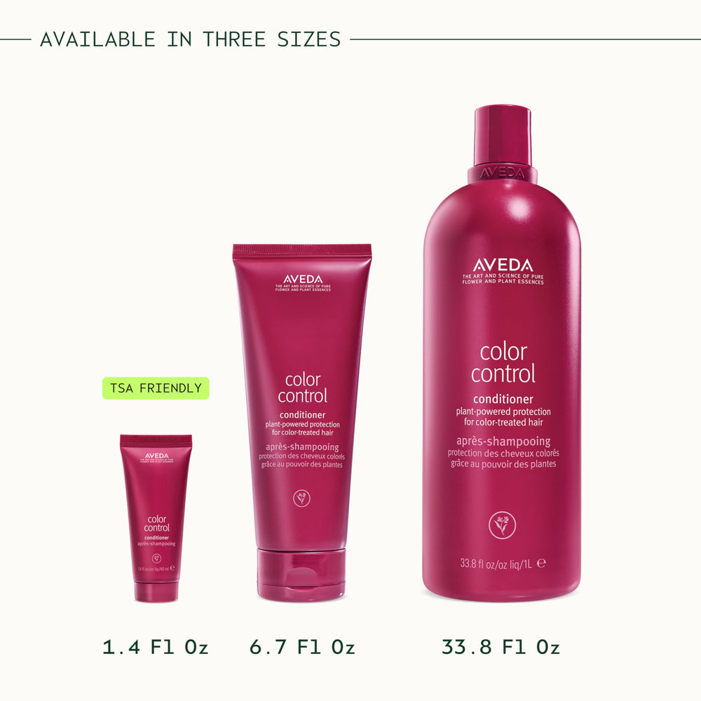 Aveda conditioner on a bathroom shelf with plants illustrating natural ingredients benefit
