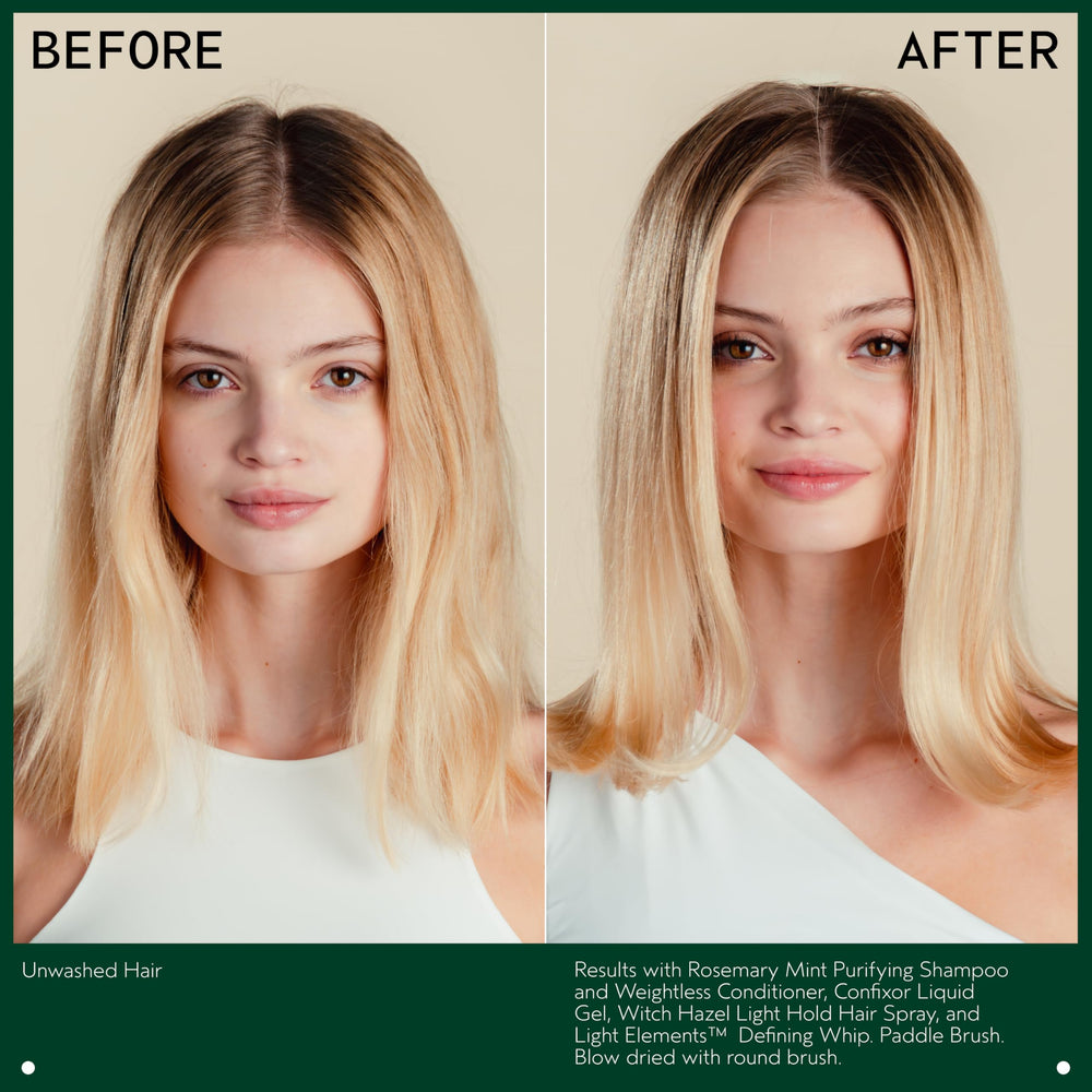 Applying Aveda Confixor in hand for even distribution and styling benefit
