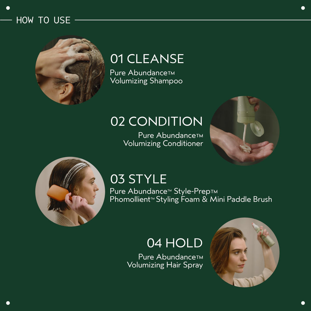 Aveda Phomollient being applied during blow-dry to create salon-style body